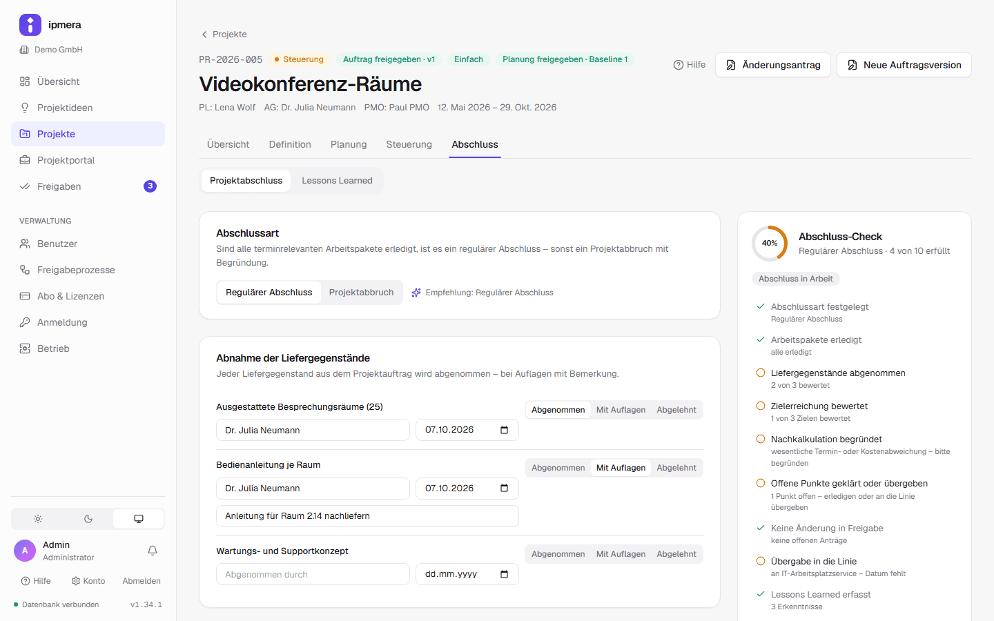 Projektabschluss mit Lessons Learned